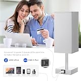 Aooshine Bedside Lamp Touch USB C/A Ports 3-Way Dimmable Grey Shade view 3