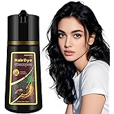 Fvquhvo Black Hair Dye Shampoo 3 in 1, Hair Color Shampoo for Women Men, Covers Gray in Minutes, Instant Black Hair Shampoo, Champu Para Canas, Easy to Use 16.90 Fl Oz