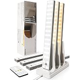 EZVALO 13inch Under Cabinet Lighting with Charging Station, 3200mAh Rechargeable Wireless Motion Sensor Lights, 96 LEDs, 3 Color Temps, Dimmable, Timer, Magnetic, with Remote for Kitchen (6 Pack)