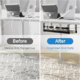 PAVSTINE Under Desk Cable Management Tray 2 Pack Carbon Steel Self Adhesive view 5