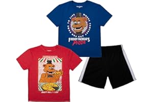 Bioworld Five Nights at Freddy's Boys 3-Pack Set - Includes Two Tees and Mesh Shorts
