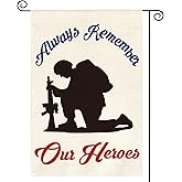 AVOIN colorlife Memorial Day Always Remember Our Heroes Garden Flag 12x18 Inch Double Sided, Military Soldiers Patriotic Veteran Yard Outdoor Decoration