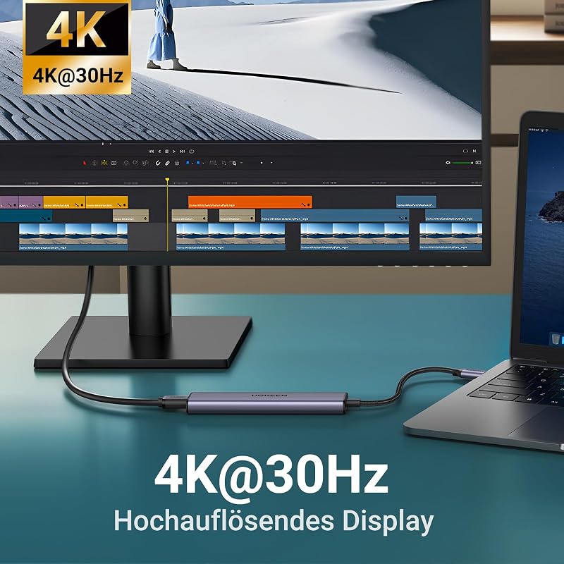 Revodok 105 USB C Hub 5Gbps, USB C Adapter 4K HDMI, Multiportadapter