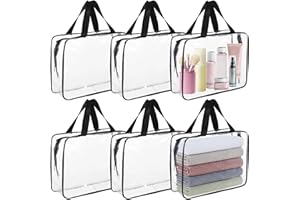 Tideme 6 PCS Storage Bags, Large Travel Reusable Clear PVC Bags, Travel Waterproof Organizer Bags with Zipper for Toys, Puzzle, Kids Books