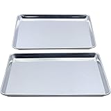 Checkered Chef Stainless Steel Quarter Sheet Pan Twin Pack - 2 Small Baking Sheets 9 ½ x 13 Inches - Warp Resistant Heavy Dut