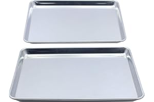 Checkered Chef Baking Sheet Set - 13" x 9.5" Stainless Steel Quarter Pans for Baking and Cooking (2 Pack)
