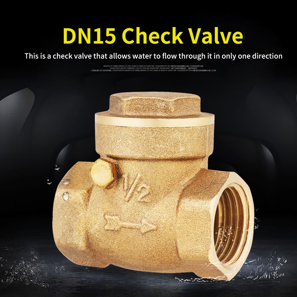 ViaGasaFamido 1/2 BSP Brass Swing Check Valve Female NPT Thread 232 PSI One Way Non Return Valve for Water Backflow Prevention - Image 3