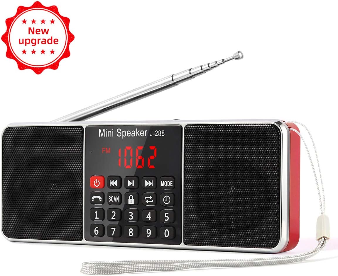 PRUNUS J-288 Bluetooth AM FM Radio Small Digital Portable Radio with Sleep Timer, Power-Saving Display, Ultra-Long Antenna, AUX Input & USB Disk & TF Card MP3 Player(Blue): Electronics