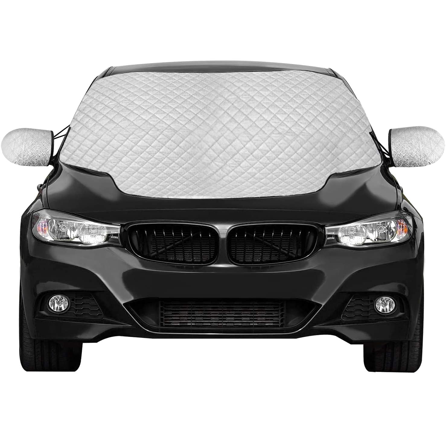 QcoQce Car Windshield Cover, Magnetic Snow Cover, Windscreen Cover with Side Wing Mirror Cover, Frost Guard Pefect Fit for Cars (147×120cm)