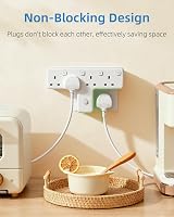 Mscien 4 Way UK Plug Adaptor with 180 Degree Rotation Surge Protector view 2