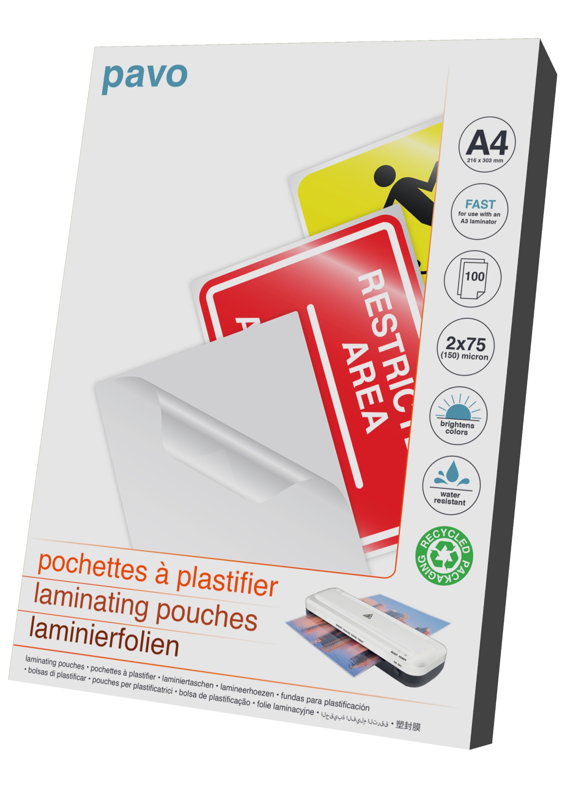 PAVO 2x75 Micron A4 Fast Laminating Pouch (Pack of 100)