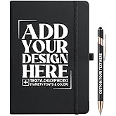Vebermo Personalized Notebook with Pen - Customizable A5 Journal Notebook Daily Journals For Writing - 5.8 x 8.3 Journal with 192 Pages 100Gsm Lined Paper for School, Travel, Business, Black