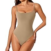 Avidlove Tank Bodysuit for Women Sleeveless Body Suit Seamless Caim Summer Bodysuits with Snap Crotch (Khaki, L)