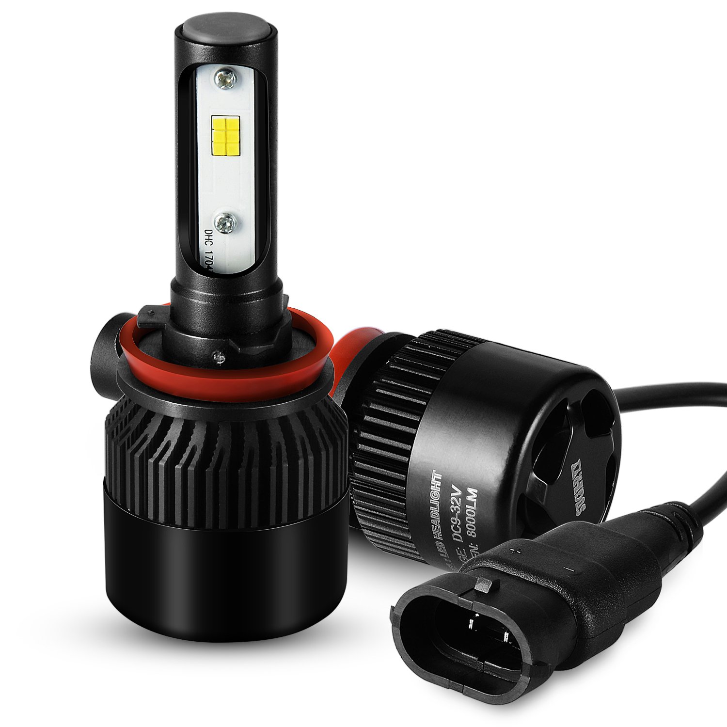 SUGERYY Extremely Bright H11 H8 H9 CSP Chip 72W 8000LM 6000K LED Headlight Bulbs, Xenon White