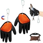 LVOERTUIG 2PCS Fishing Gloves with Magnet Release, Non-Slip Fishing Catching Gloves, Puncture-Proof, Waterproof, Quick-Dry,Professional Fishing Glove for Handling Fish