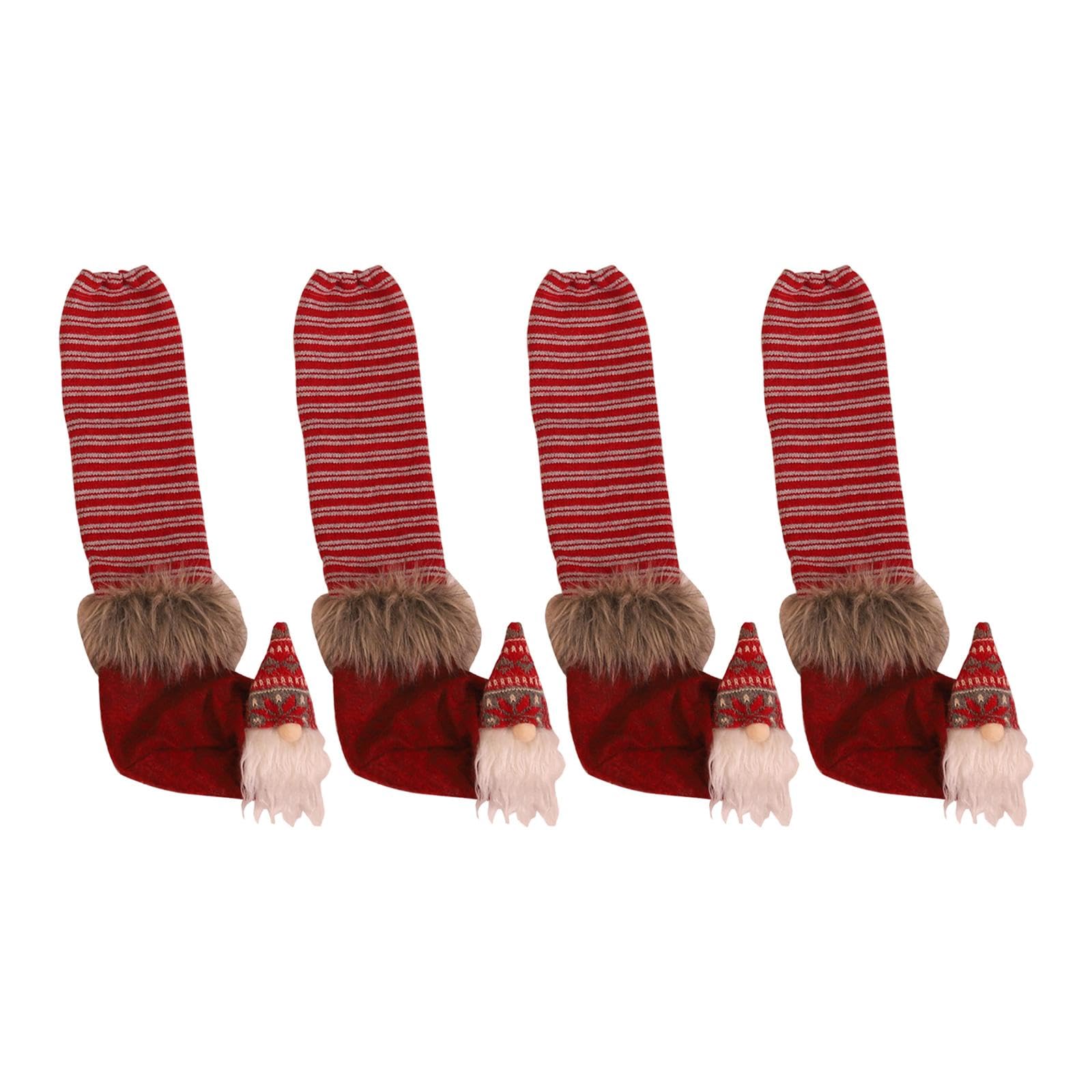 Baoblaze Holiday Chair Feet Cover Christmas Table Leg Cover Ornament Furniture Leg Socks Xmas Table Leg Socks for Christmas Party Home, 4pcs
