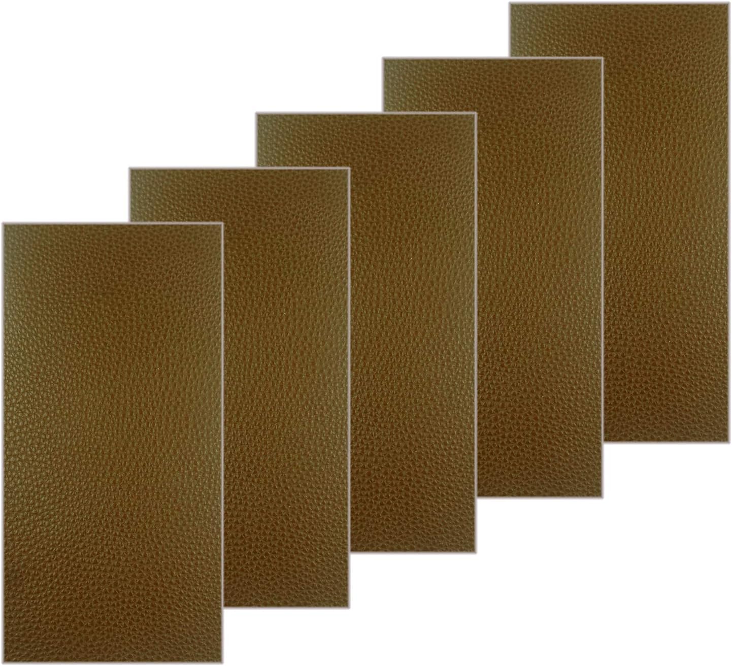 EEZYCHOIC Leather Repair Patch - 5 Pieces Leather Adhesive Patches for Couch Furniture Sofas Car Seats Handbags Jackets (Medium Brown)