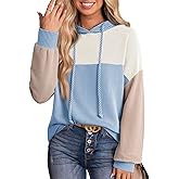 Dokotoo Hoodies for Women Color Block Oversized Sweatshirt Long Sleeve Drawstring Casual Lightweight Hoodie Tops Fall 2025