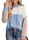 Dokotoo Womens Hoodies Knitted Hoodie Color Block