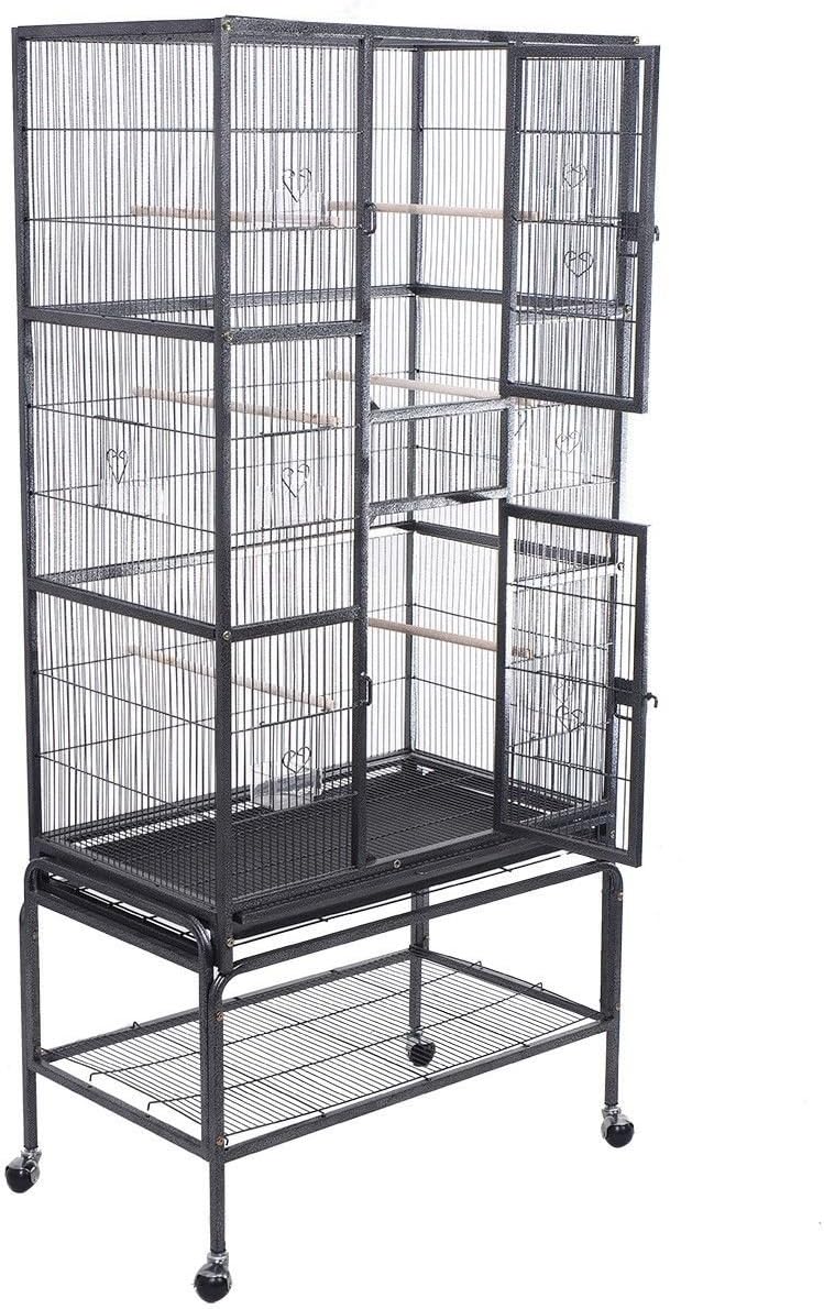 New Black, Bird Parrot Cage Chinchilla Cockatiel Conure Large W/Stand & Two Doors 32"(W) X 19"(D) X 69"(H)