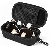 WOMACO Double Eyeglass Case, Hard Travel Sunglasses Case with Adjustable Slots, Dual Eyeglasses Holder for 2 Pairs Eyewears