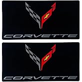 SR1 Performance USA C8 Corvette Sun Visor Label Cover Decals - Set of 2 Officially Licensed GM Gloss Black Domed Emblem Interior Label Overlay Covers for 2020-2026 Stingray Z06 E-Ray