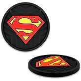 NJECT Officially Licensed DC Comics Superman Logo Automotive 3D Textured Silicone Coasters (2.75" Diameter) | Universal Fit for All Cars, Trucks, SUVs & More | Non-Slip Durable | Set of 2