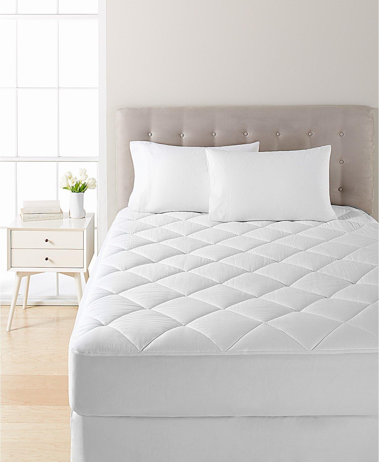 macy s martha stewart bedding on Amazon Com Martha Stewart Collection Dream Science Waterproof Cotton Queen Mattress Pad White Home Kitchen