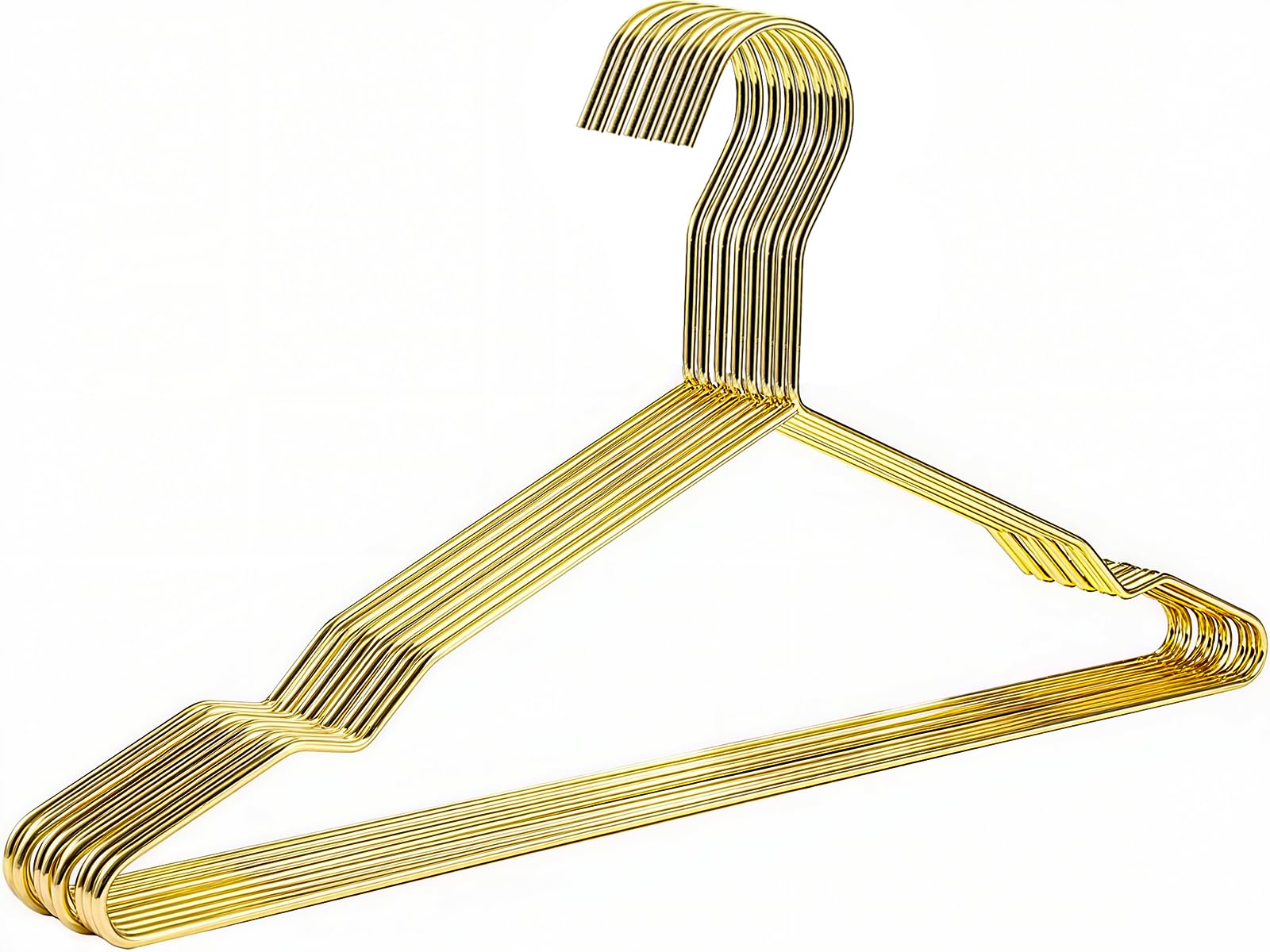 Qualsen Coat Hangers Metal Hangers for Clothes, Adult Clothes Hangers Space Savers, 10 Pack 42cm Gold Heavy Duty Hangers for Blouse Dress Shirt Jacket Trousers