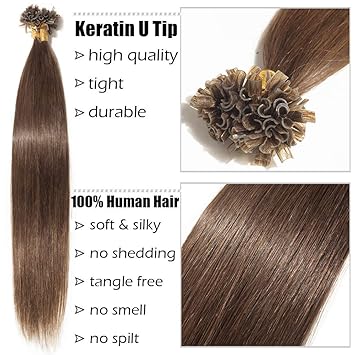 Pre Bonded Human Hair Extensions 1g Keratin Extension U Tip Nail