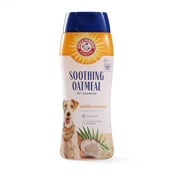 ARM & HAMMER FOR PETS SOOTHING OATMEAL PET SHAMPOO | NOURISHING AND MOISTURIZING DOG SHAMPOO WITH GENTLE CLEANSING FORMULA | VANILLA COCONUT SCENT, 20 OZ BOTTLE SHAMPOO FOR PETS