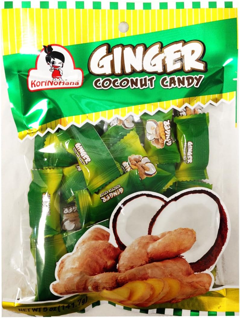 姜汁椰子糖 Korinohana Premium Quality Ginger Coconut Candy - 5 oz (pack of 4)