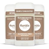 Humble Aluminum-Free Deodorant, Simply Unscented - 3 Pack | Fresh &amp; Natural Deodorant Stick with Essential Oils, Long-Lasting Odor Control, Cruelty-Free, Men &amp; Women
