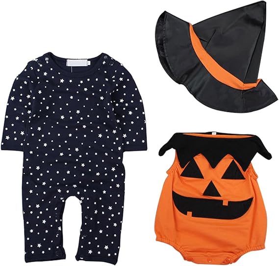 Esther Beaute Enfants Vetements Mignon 3 Piece Pour Halloween Citrouille Un Sex Bebe Le Robe 3 24 Mois 90 Black And Orange Amazon Ca Vetements Et Accessoires