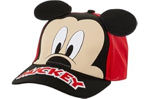 Disney Boys' Mickey Mouse Baseball Cap - 3D Ears Curved Brim Strap Back Hat (2-7), Size 4-7 Years, Mickey Mouse Ears Red