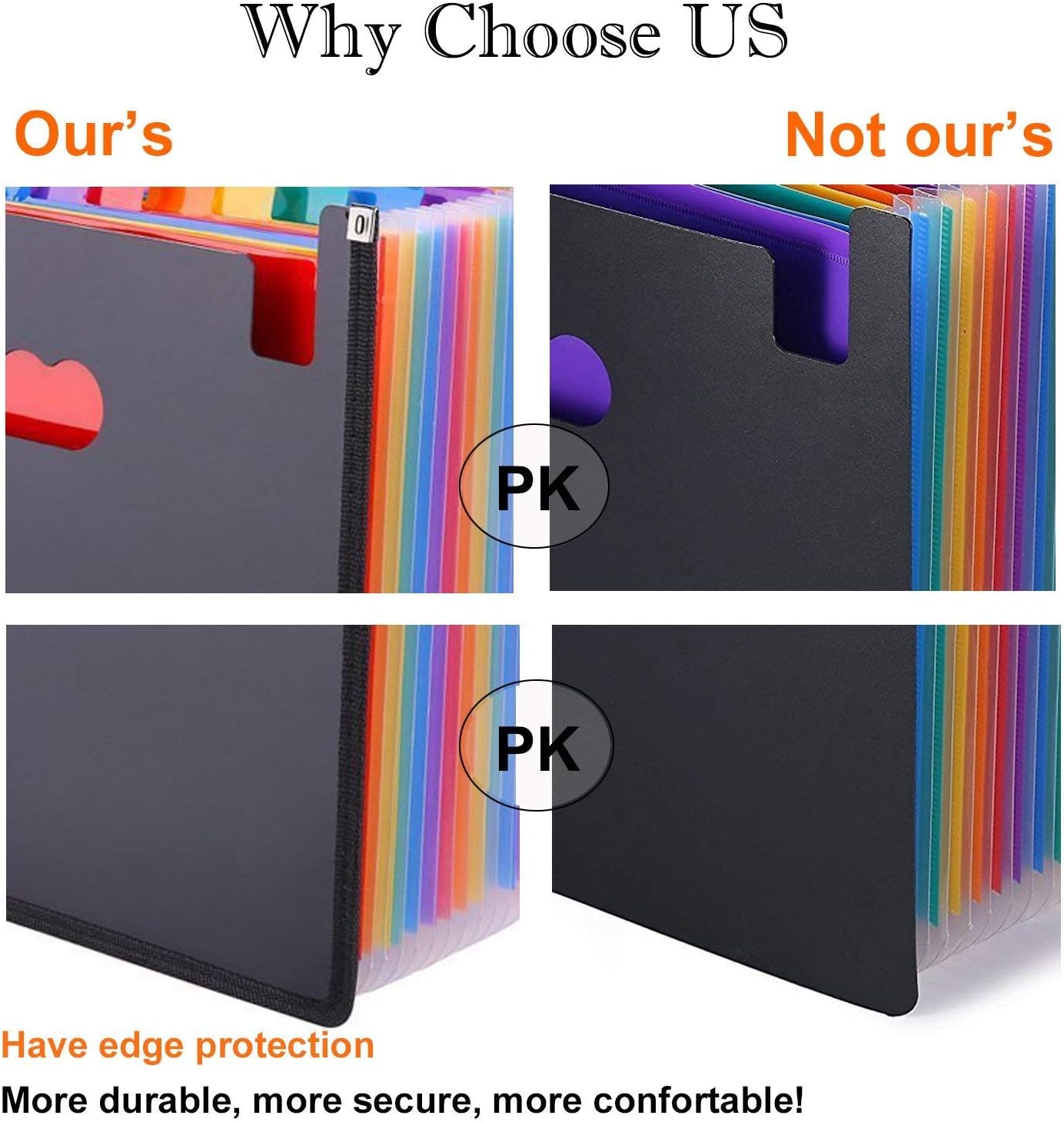 24 Pocket Expanding File Folder with Cloth Edge Wrap, Letter Size Organizer Expandable Accordion A4 Files Bag : Office Products