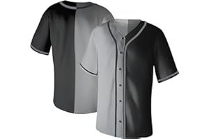 Aizqaoalk Baseball Jerseys Blank for Men Shirts Short Sleeve Hip Hop Sports Casual Button Down Uniforms