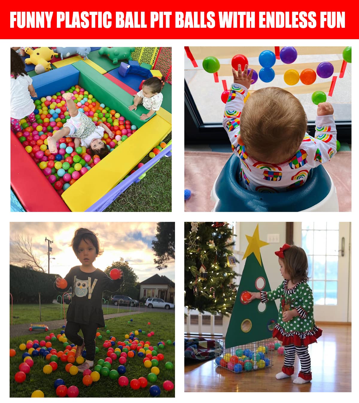 LANGXUN 50 100 200 Soft Plastic Ball Pit Balls for Kids, Gift for Baby Toddler Birthday Christmas, Ball Pit Play Tent, Baby Kiddie Pool Water Toys, Party Decoration