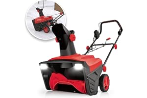 GYMAX Snow Blower, 20” Corded Walk-Behind Snow Blower with 15 AMP Motor, 30 FT Throwing Distance, Directional Chute & Dual LE