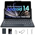 Tablet Android Tablets 64GB+10(4+6 Expand)GB 512GB Expandable, Octa-Core Tablet with WiFi, 8000mAh Battery, 10.1 inch Tablet with 800MP Camera, Tablet with Keyboard Case, Stylus, Bluetooth (Black)