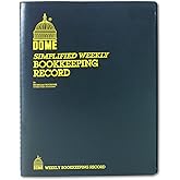 DomeSkin Dome DOM600 Bookkeeping Record Book Weekly 128 Pages 9 x11 Inches, Brown
