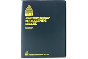 DomeSkin Dome DOM600 Bookkeeping Record Book Weekly 128 Pages 9 x11 Inches, Brown