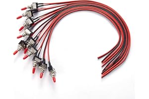 DONJON VONVOFF Toggle Switch,ON/Off SPST with Pre-soldered Wires,3v/5v/12v/24v/72v/110v/220v/240v/ Mini Toggle Switches for car,Truck, Light,Test Machine,Industrial Equipment.3 Pins 2Positions,10pcs (Black)