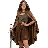 Aprceo Medieval Cloak with Hood for Men and Women, Renaissance Hooded Cape for Halloween, Cosplay, LARP or Faire Costume