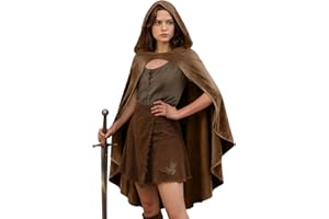 Aprceo Medieval Cloak with Hood for Men and Women, Renaissance Hooded Cape for Halloween, Cosplay, LARP, or Faire Costume