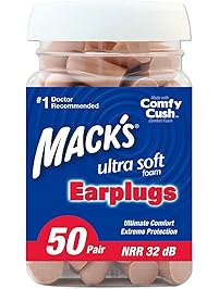 Mack's Ultra Soft Foam Earplugs, 50 Pair - 32dB Highest NRR, Comfortable Ear Plugs for Sleeping, Snoring, Work, Travel and Loud Events