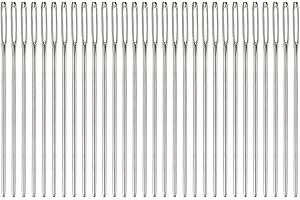 HARFINGTON 30Pcs Large Eye Blunt Stainless Steel Tapestry Needles 2" for Sewing, Embroidery, Cross Stitching, Leather Craftin