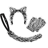 NICEYST Werewolf Wolf Costume Set with Wolf Headband Gloves Tail for Women Halloween Party Cosplay Costume Accessory