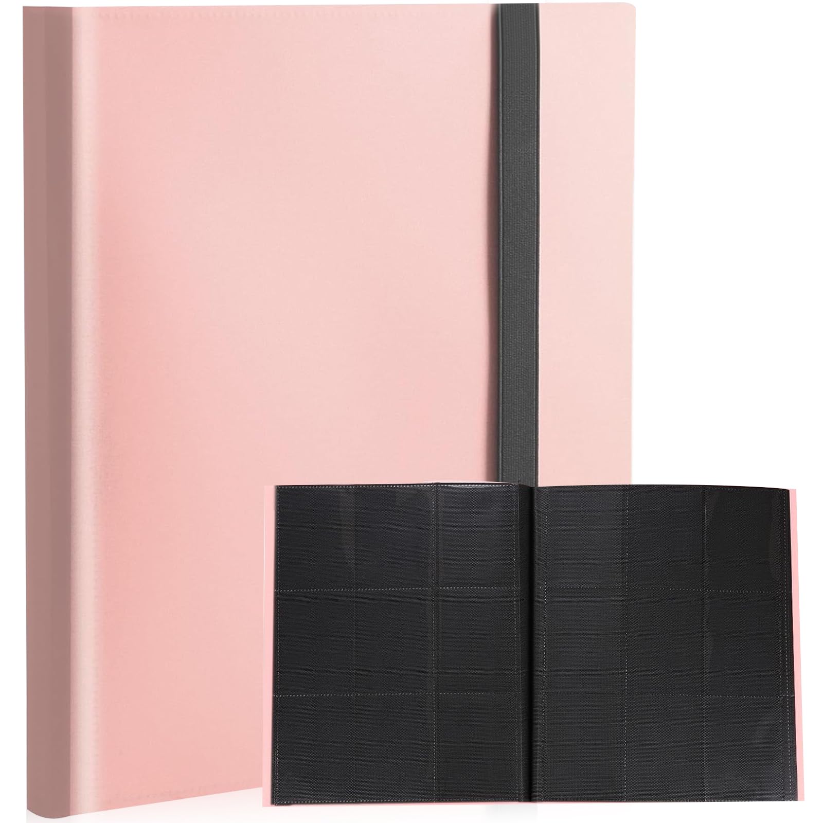 SiHuiTu Trading Cards 9 Pocket, 360 Cards, Card Album Fit for TCG Baseball Football Sports Card, Easy to Insert Card Collection Binders 20 Side-Loading Pages, (9 Pockets Pink)