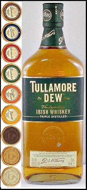 Tullamore Dew Irish Whiskey mit 9 DreiMeister Edel Schokoladen in 9 Variationen, kostenloser Versand